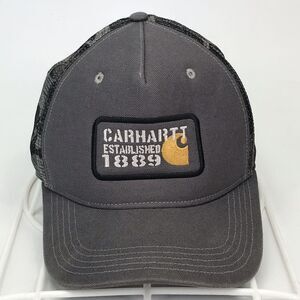 Carhartt Gaines Snapback Hat Gray Embroidered Logo Camo Printed Mesh Back